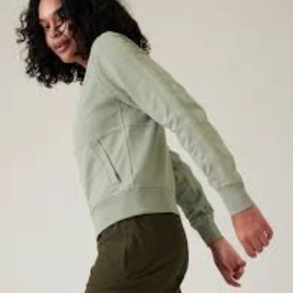 Athleta Farallon Knit Bomber Jacket Zip Front Fern Green Size XS - Picture 2 of 16